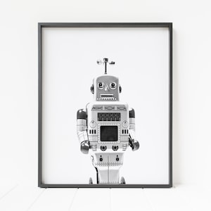robot wall art, robot wall decor, robot nursery art, retro robot print, printable robot poster