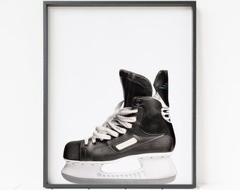 ice hockey skate print, hockey decor, printable hockey art, sports decor, sports wall art, sports gift