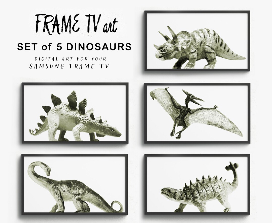 SAMSUNG FRAME TV Digital Art, Set of 5 Dinosaurs, Art for Frame Tv, Dinosaur Decor, Frame