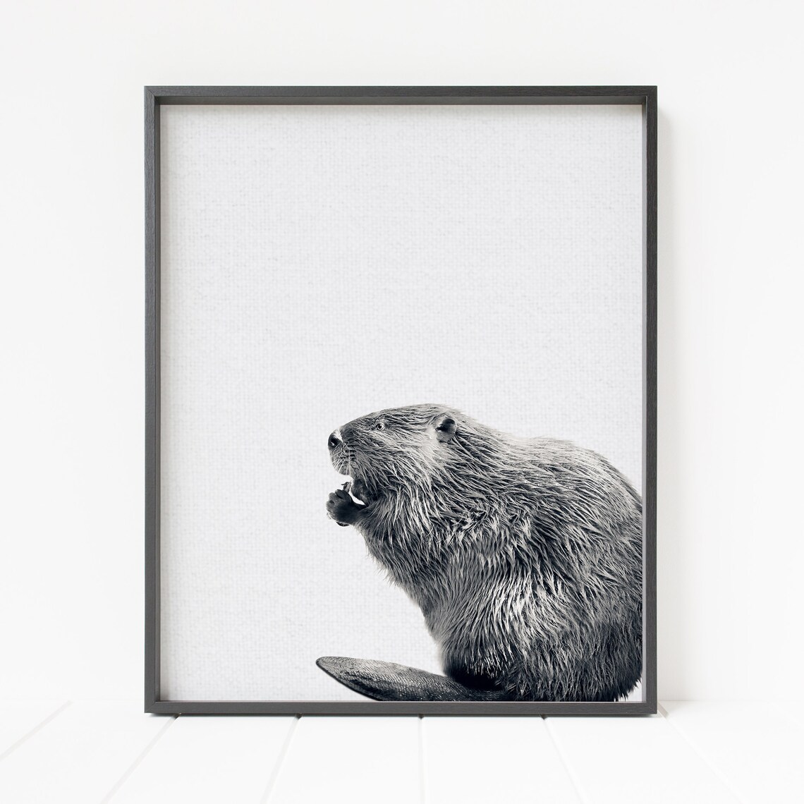 Printable Beaver Print Woodland Animal Nursery Decor Black - Etsy