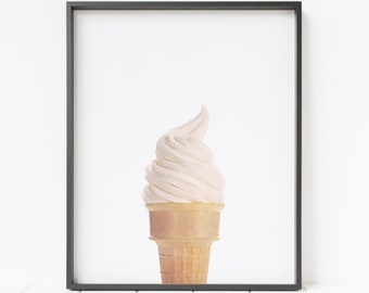 vanilla ice cream print, soft serve ice cream cone nursery art print, printable ice cream