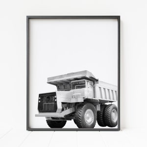 dump truck print, construction decor, construction vehicle, construction truck wall art, boy&#39;s room decor