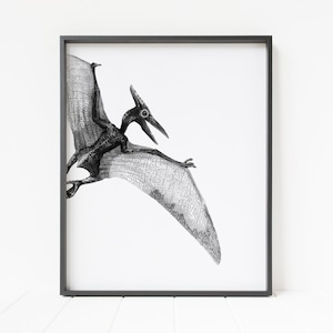 dinosaurus print, pterosaur print, kunst aan de muur dinosaurus, dinosaurus decor, vliegende dinosaurus, pterodactyl print, pteranodon kunst