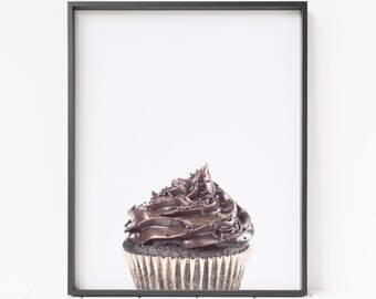 Chocolate Cupcake Print - Cupcake with Sprinkles Wall Art (Digital Download)
