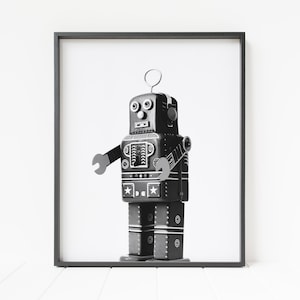 robot print, robot nursery art, robot wall decor, robot wall art, retro robot, steampunk decor