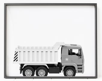 dump truck print, construction print, construction truck decor, dump truck wall art
