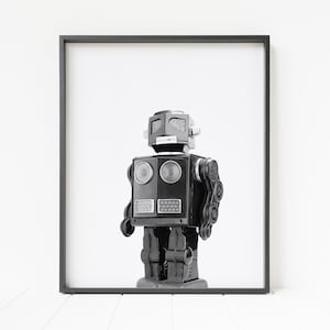 robot print, robot wall decor, robot nursery art, printable robot wall art, minimalist robot decor