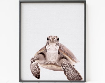 sea turtle print, sea turtle wall art, printable sea turtle, sea life wall art, ocean animal print, animal nursery art