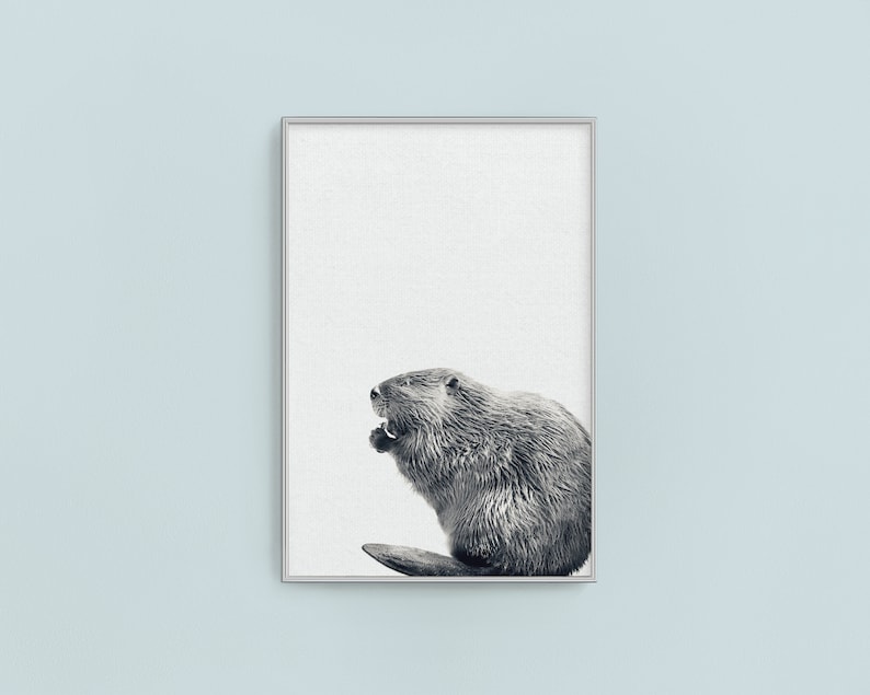 Printable Beaver Print Woodland Animal Nursery Decor Black - Etsy