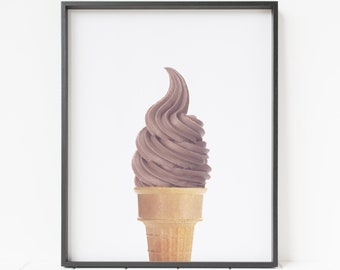 Impresión de helado suave con remolino de chocolate - Arte mural de comida (descarga digital)