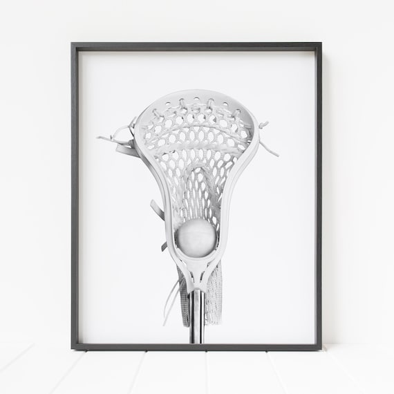 lacrosse stick print, lacrosse decor, lacrosse wall art, sports decor, sports print, black and white