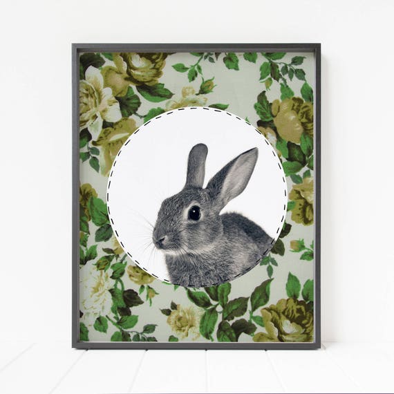 Bunny Print rabbit print woodland animal decor nursery | Etsy
