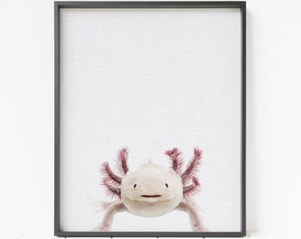 Axolotl Druck, Axolotl Wandbild, Axolotl Dekor, Kinderzimmer Tierdruck