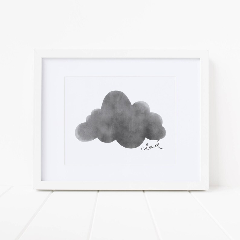 Cloud print cloud printable wall art gray cloud decor | Etsy