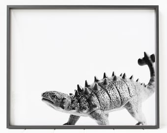 dinosaurietryck, horisontell dinosaurie, ankylosaurustryck, dinosauriedekor, dinosaurieväggkonst