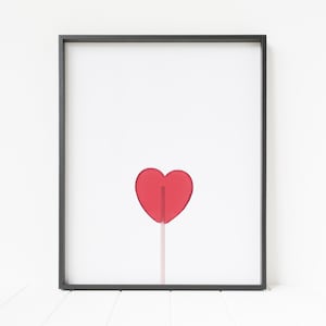 impression sucette coeur rouge, impression ventouse, art mural sucette, art mural bonbons, art chambre d&#39;enfant