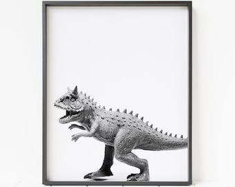 Carnotaurus dinosaurietryck, dinosauriedekor, dinosaurieväggkonst, dinosauriebarnrumskonst