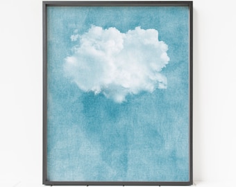 cloud print, puffy cloud, abstract cloud, sky print, cloud decor, cloud wall art