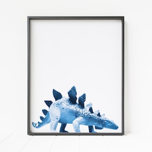 stegosaurus print, dinosaur print, dinosaur nursery decor, blue dinosaur, dinosaur wall art