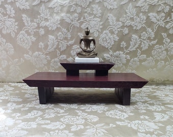 Buddhist Purpleheart Wood Mini Altar with Hand Rubbed Oil finish
