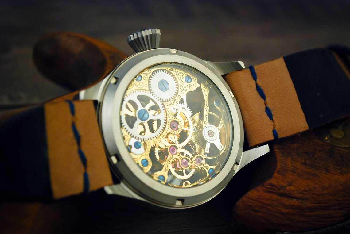 IN Stock__handmade Custom Skeleton Wrist Watch With Gold Etsy