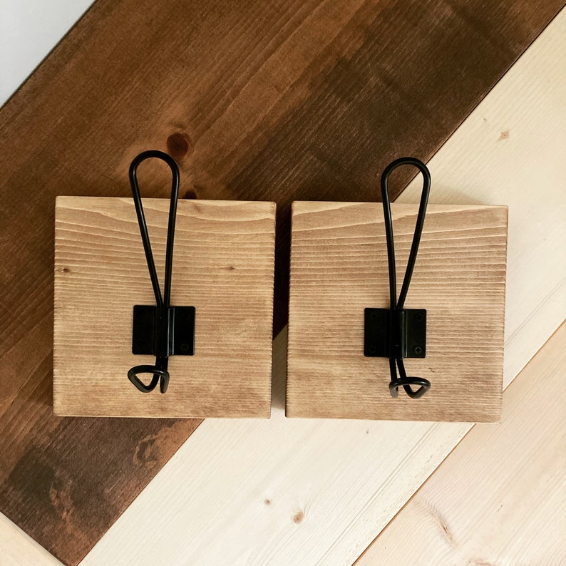 Easy Flush Mount Farmhouse Single Wood Block Hook Towel Hook Etsy