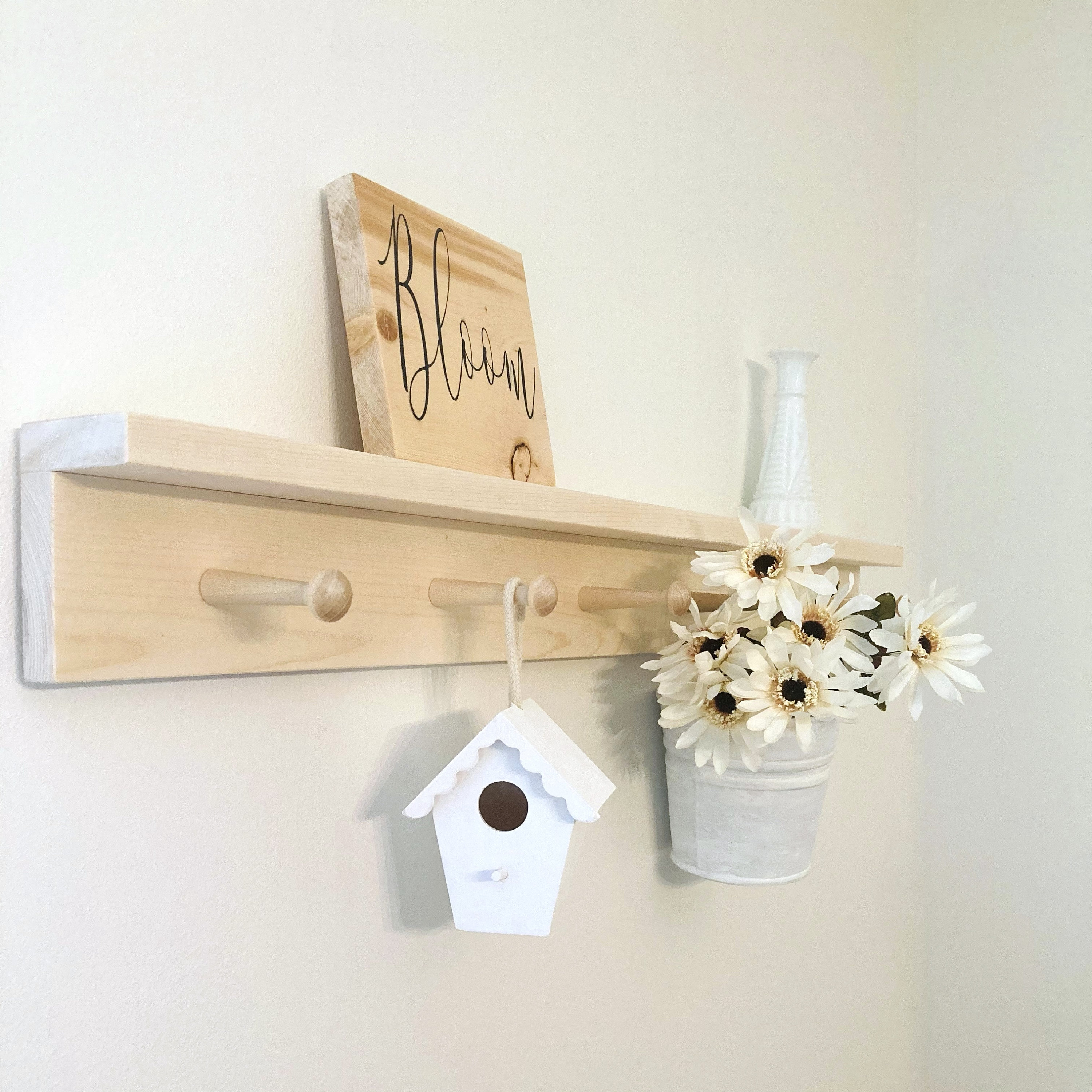 Shelf With Hooks Nursery Shelf Peg Rail Shelf Entryway Peg Etsy