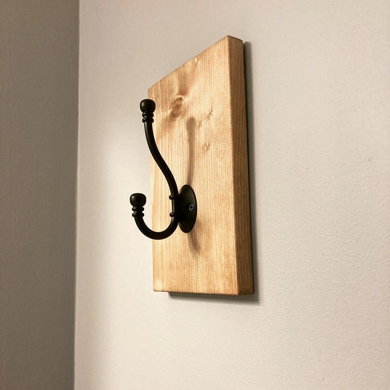 Set of 2 Farmhouse Towel Hooks Modern Farmhouse Wood Block Etsy