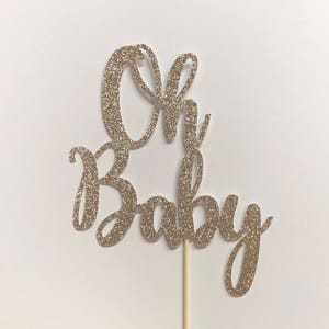 Oh baby cake topper, glitter cake topper for baby shower, baby shower centerpiece