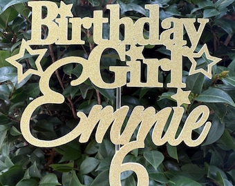 Any Age! Birthday Girl Cake Topper with Name ~ American Girl themed party supplies