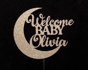 Welcome Baby cake topper, Moon Baby Shower Cake Topper, Baby Shower Cake Decoration, Baby Announcement Centerpiece