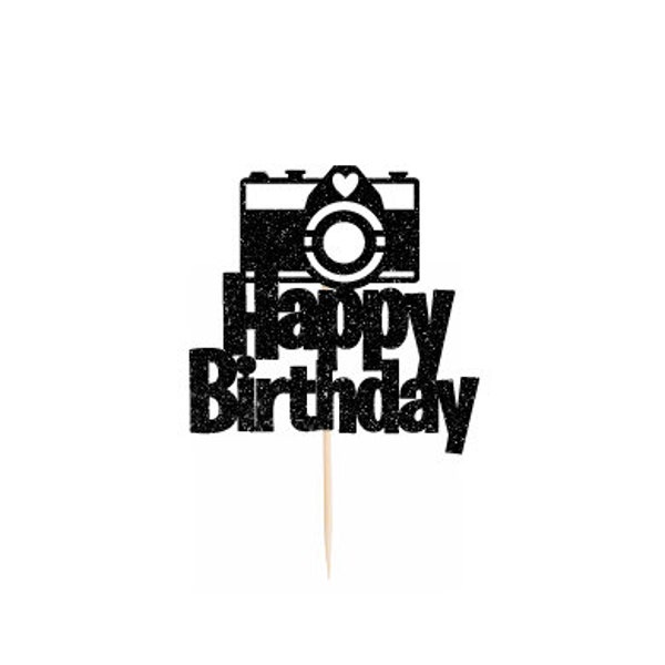 Happy Birthday Camera Cake Topper, Photographer Cake Topper, Camera Cake Topper, Personalized Birthday Cake Topper, Custom Party Centerpiece