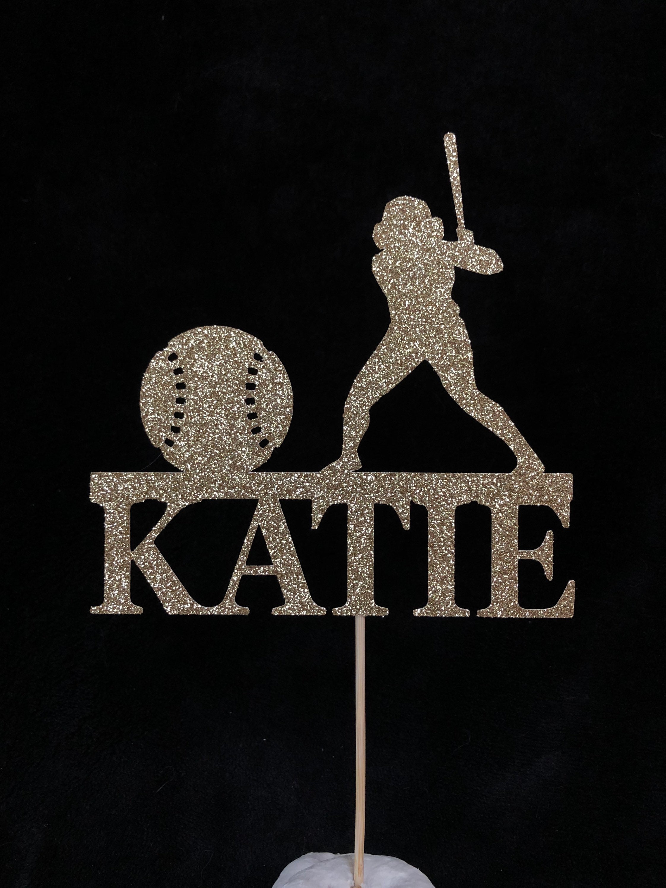 Glitter Cake Topper Softball Cake Topper Softball Party Etsy