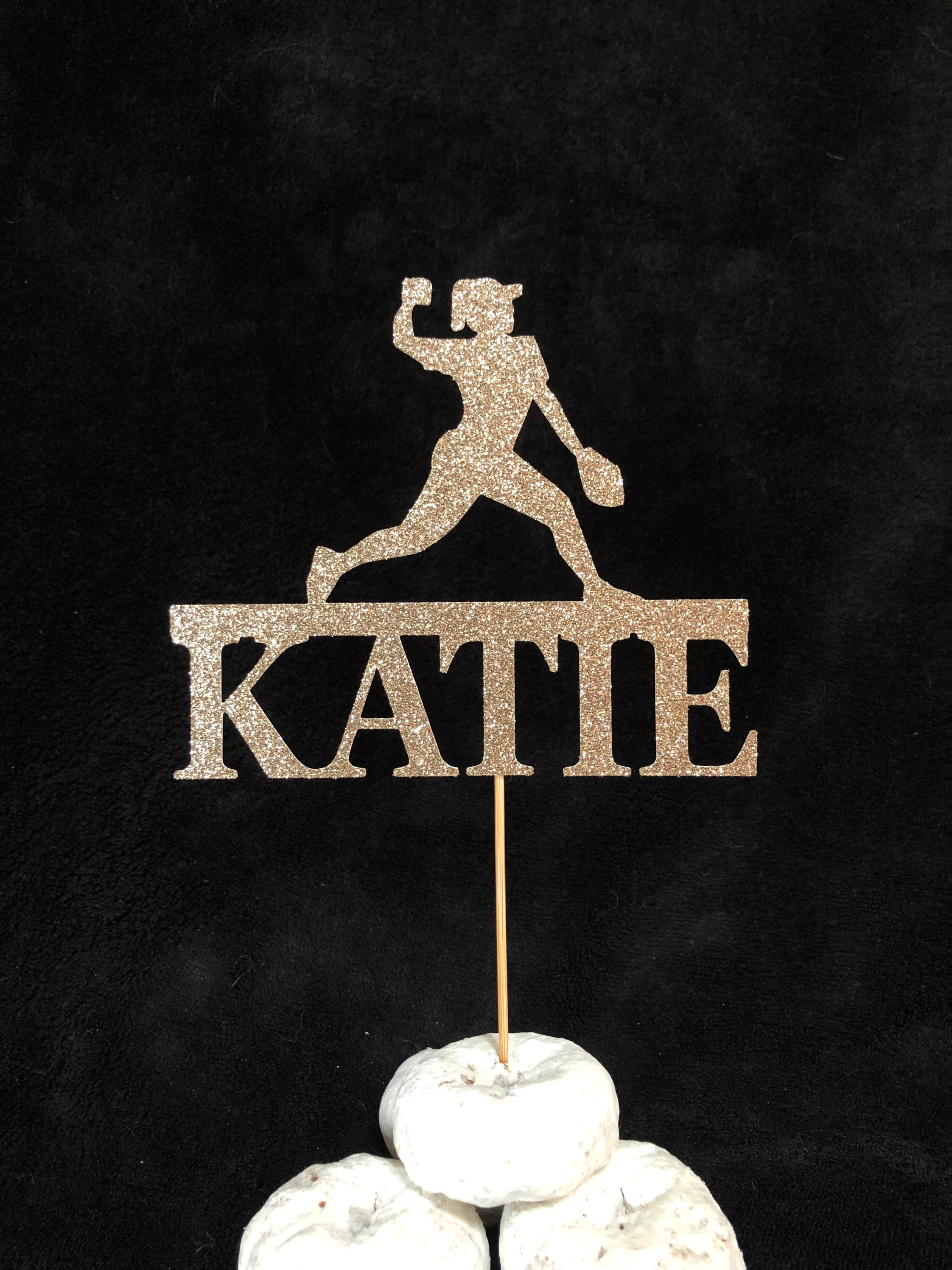 Girls Softball Cake Topper Glitter Custom Cake Topper Etsy