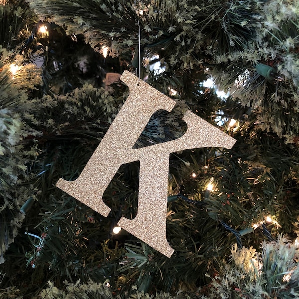 Glitter letter ornament, CARDSTOCK PAPER, custom alphabet glitter tag, glitter gift tag, stocking tag, monogram initial