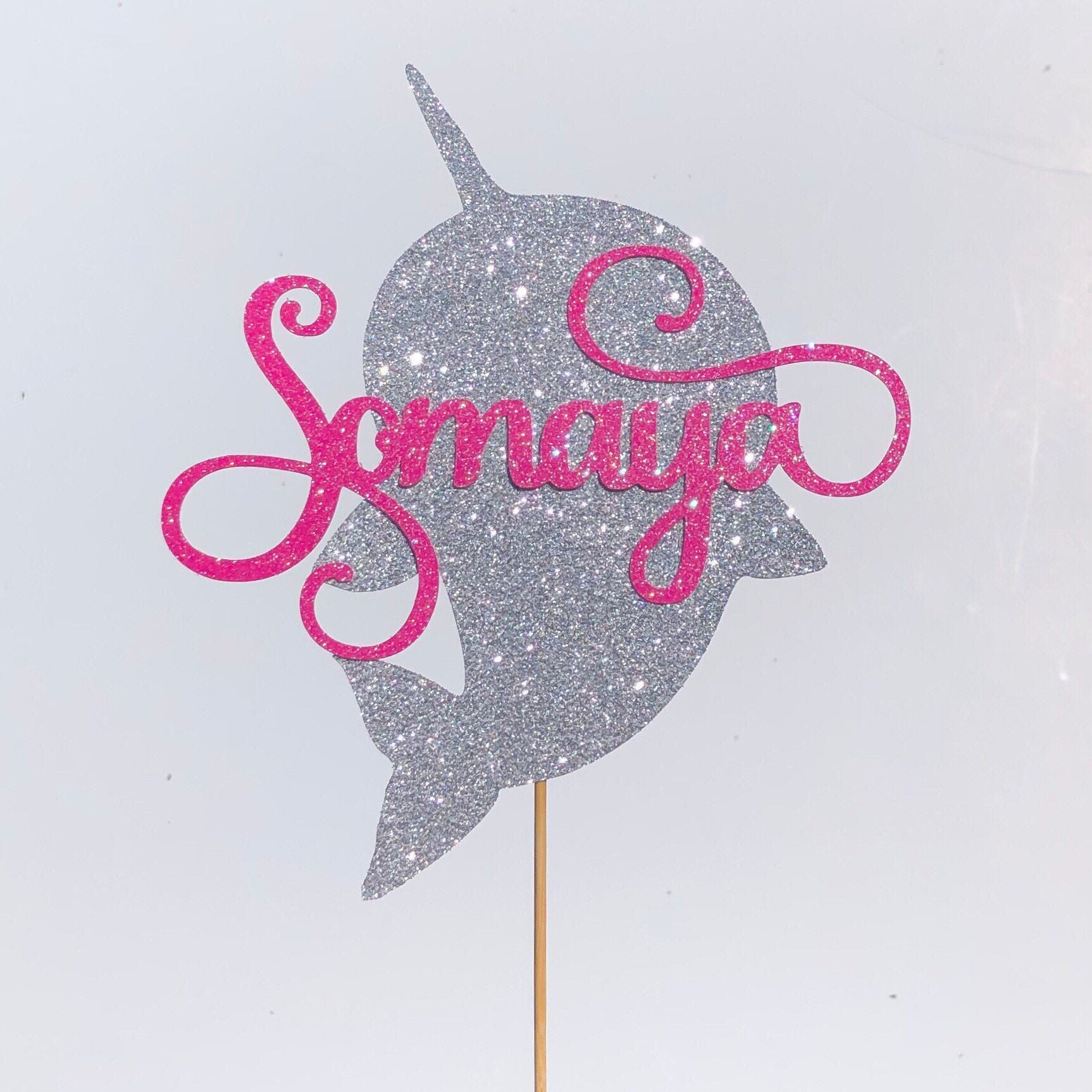 Narwhal Cake Topper Personalized Party Centerpiece Glitter - Etsy