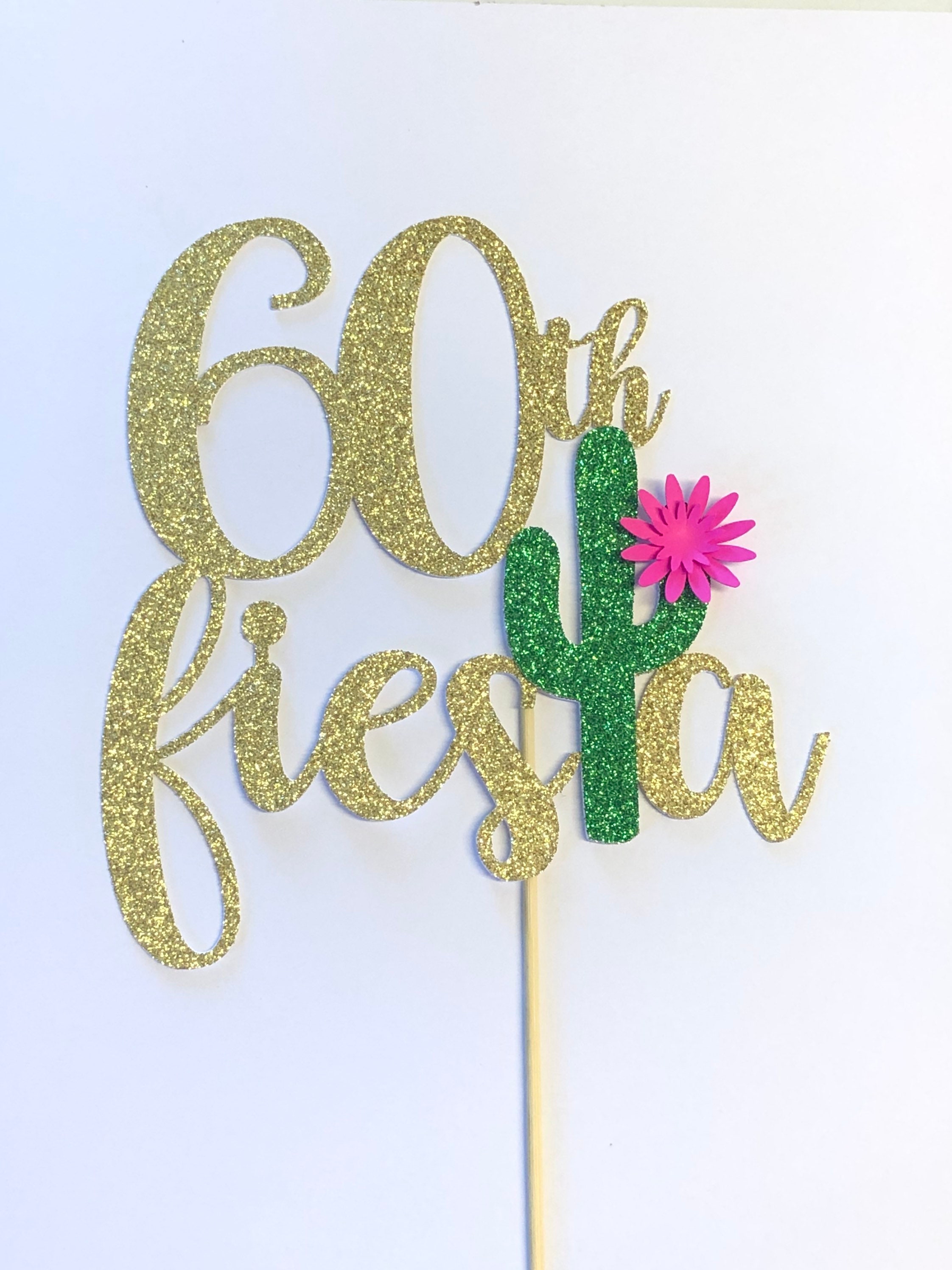 Any Age 60th Fiesta Cake Topper Cake Topper 60th Birthday Cake Decoration Fiesta Themed Party Supplies