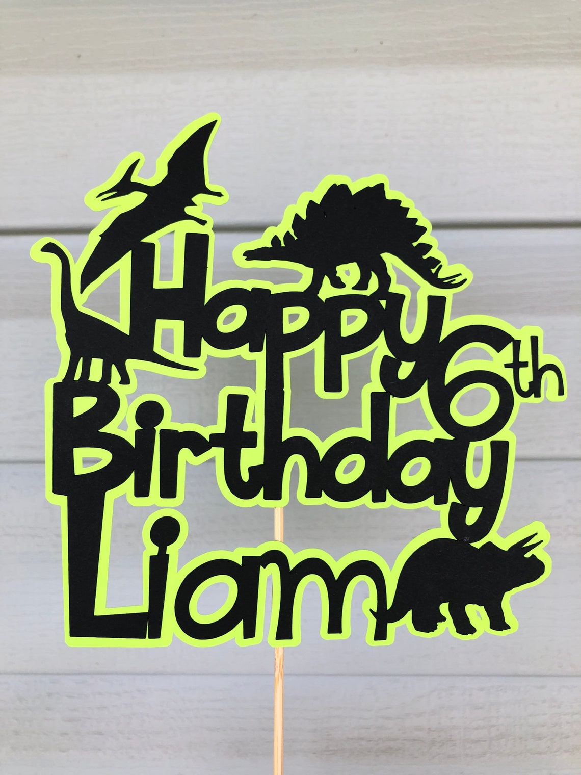 Custom Dinosaur Cake Topper Happy Birthday Cake Topper With - Etsy