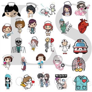 Pack d'images clipart médicales premium | Illustrations vectorielles mignonnes d'infirmières et de médecins | SVG/EPS redimensionnables | Téléchargement numérique