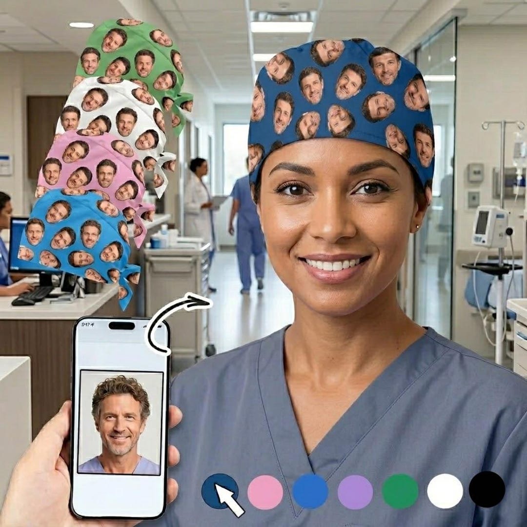 Custom Photo Scrub Cap, Personalized Face Surgical Hat, Surgical Caps ...