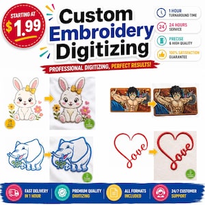 Numérisation de Broderie Personnalisée | Logo vers Fichier Broderie | Image vers PES DST | Service de Broderie | Fichier Numérique 1-12h