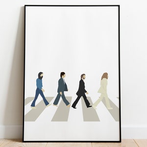 Beatles Abbey Road Art | DIGITALE DOWNLOAD | Minimalistisch illustratiealbum Art | Afdrukbare illustratie
