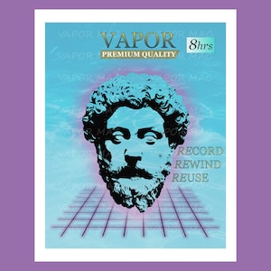 Printable, Retro Vaporwave, HD, VHS Marcus Aurelius, Instant Digital Download Wall Art