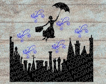 Mary Poppins SVG, DXF, Jpeg, and Studio Downloads