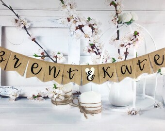 burlap name banner etsy wedding shower banner