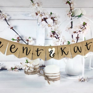 Custom WEDDING Named burlap banner, Bride to be, Personalized burlap banner, Custom Banner,Bridal Shower Banner,Rustic banner.Wedding banner