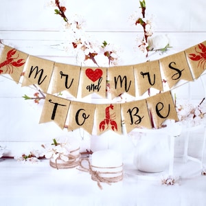Mr and Mrs Burlap Banner: Crawfish Boil Bridal Shower Decorations Wedding garlands