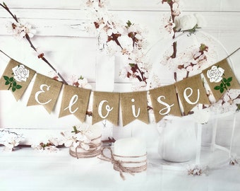 Custom Personalized Name Banner, Baby Nursery Decor,Burlap banner, Garland bunting, Birthday baby decor, Shower Decor, Custom name.Baby name