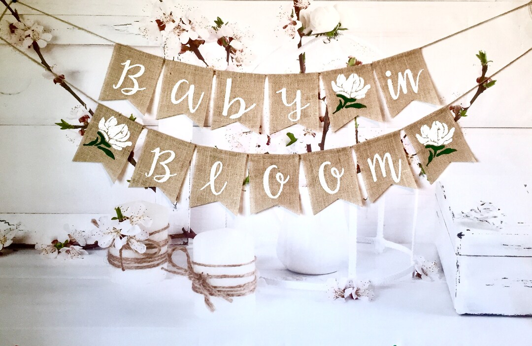 Baby in Bloom Banner, Baby in Bloom Burlap Banner, Baby in Bloom Party
