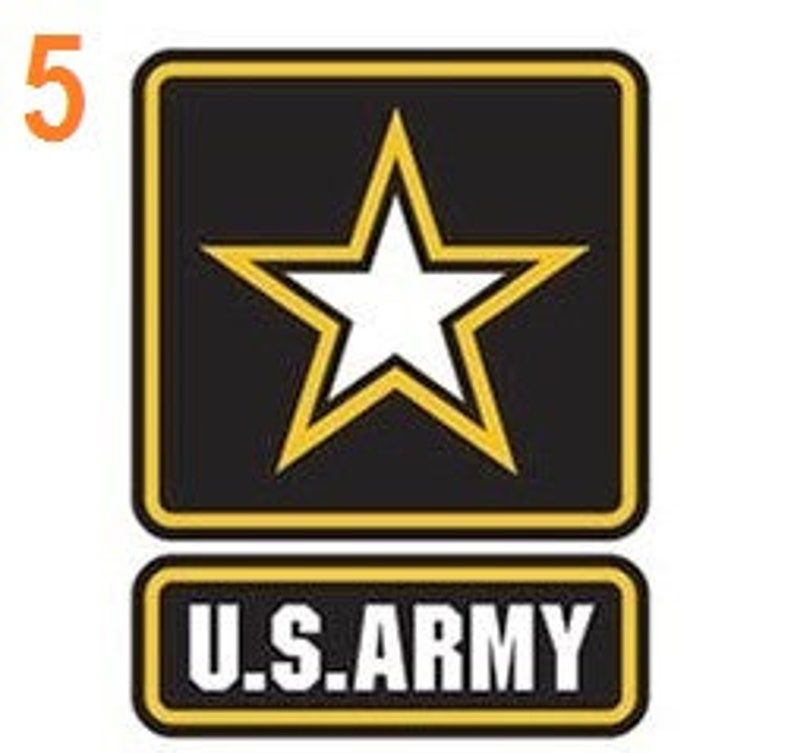 May include: A black and gold U.S. Army patch with a white five-pointed star in the center.